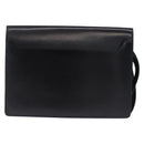 LOEWE Clutch Bag Leather Black Silver Auth 197703-2