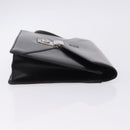 LOEWE Clutch Bag Leather Black Silver Auth 197703-3