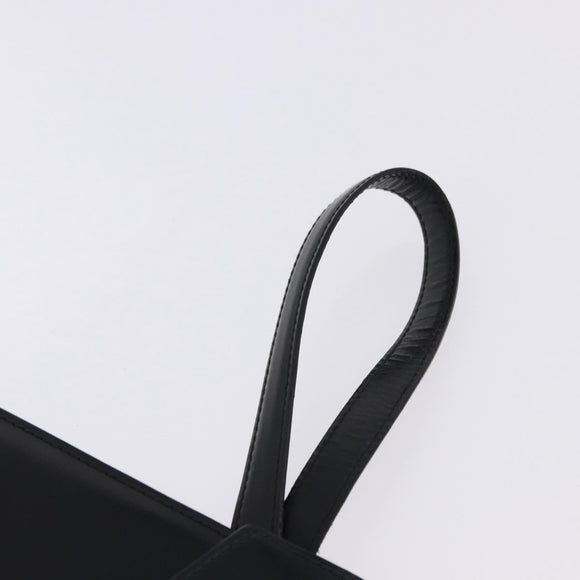 LOEWE Clutch Bag Leather Black Silver Auth 197703