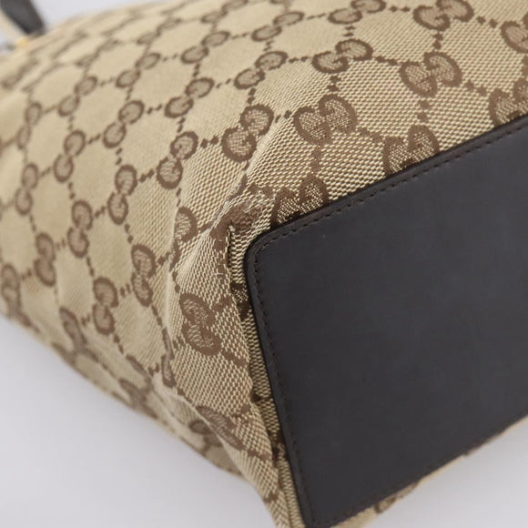 GUCCI GG Canvas Tote Bag Beige Gold 002 1099 Auth 197704