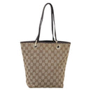 GUCCI GG Canvas Tote Bag Beige Gold 002 1099 Auth 197704-2