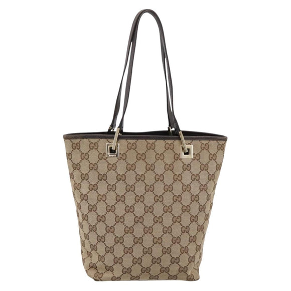 GUCCI GG Canvas Tote Bag Beige Gold 002 1099 Auth 197704