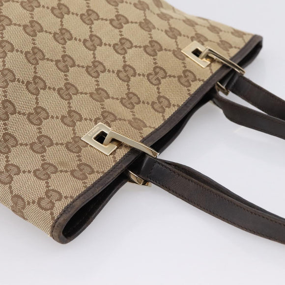 GUCCI GG Canvas Tote Bag Beige Gold 002 1099 Auth 197704