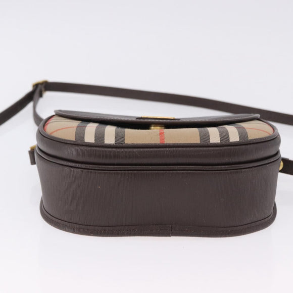 Burberrys Nova Check Shoulder Bag Canvas Beige Gold Auth 197705