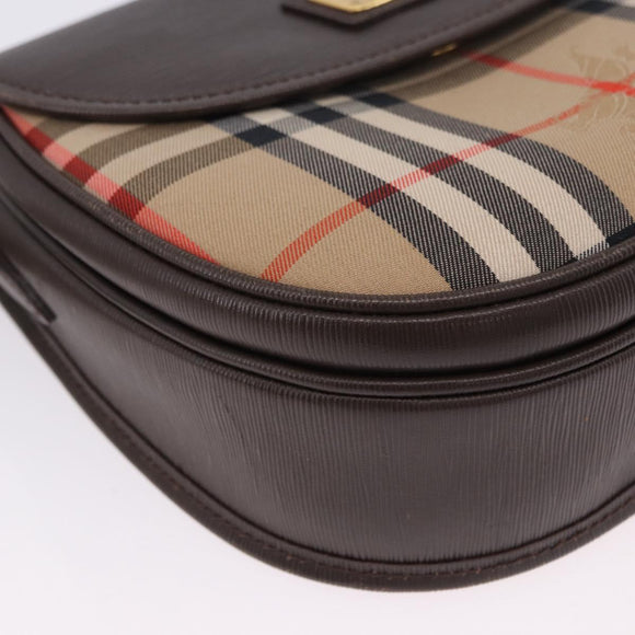 Burberrys Nova Check Shoulder Bag Canvas Beige Gold Auth 197705