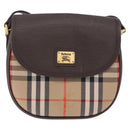 Burberrys Nova Check Shoulder Bag Canvas Beige Gold Auth 197705-2