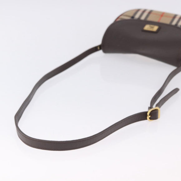 Burberrys Nova Check Shoulder Bag Canvas Beige Gold Auth 197705