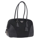 PRADA Tote Bag Nylon Black Silver Auth 197707V-1