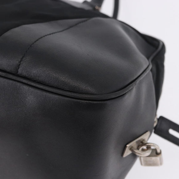 PRADA Tote Bag Nylon Black Silver Auth 197707V