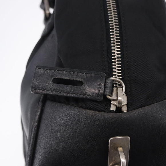 PRADA Tote Bag Nylon Black Silver Auth 197707V