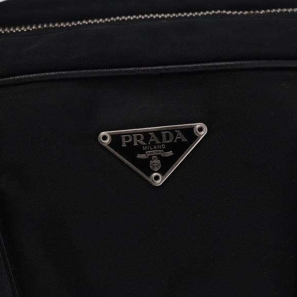 PRADA Tote Bag Nylon Black Silver Auth 197707V