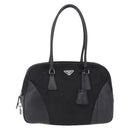 PRADA Tote Bag Nylon Black Silver Auth 197707V-13