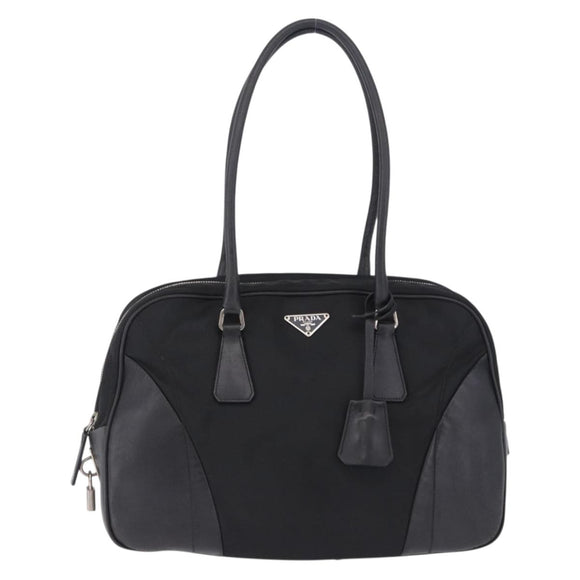 PRADA Tote Bag Nylon Black Silver Auth 197707V