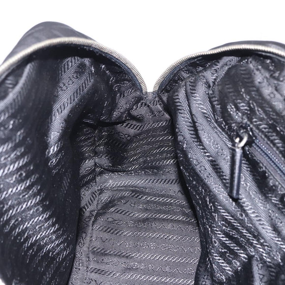 PRADA Tote Bag Nylon Black Silver Auth 197707V
