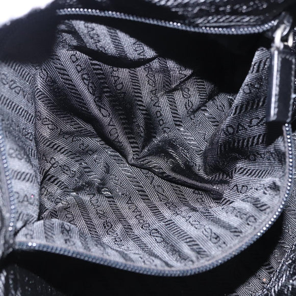 PRADA Tote Bag Nylon Black Silver Auth 197707V