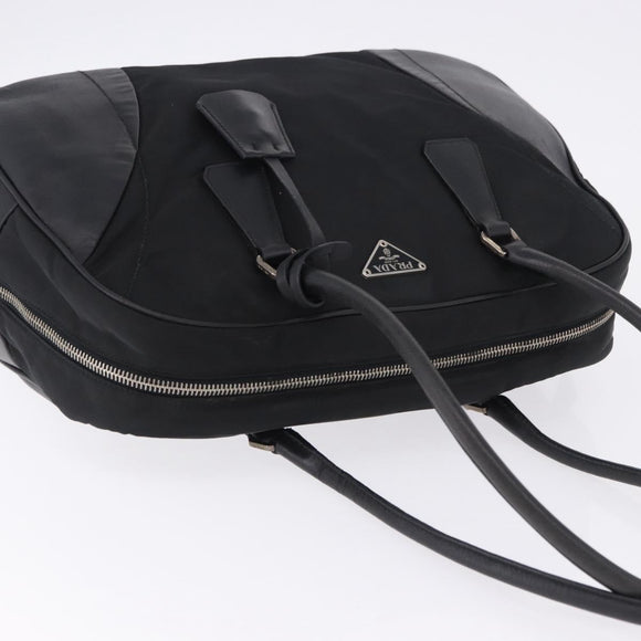 PRADA Tote Bag Nylon Black Silver Auth 197707V