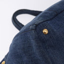 PRADA Canapa GM Hand Bag Denim Blue Gold Auth 197708-12