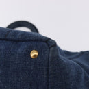 PRADA Canapa GM Hand Bag Denim Blue Gold Auth 197708-13