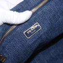 PRADA Canapa GM Hand Bag Denim Blue Gold Auth 197708-15