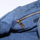 PRADA Canapa GM Hand Bag Denim Blue Gold Auth 197708-19