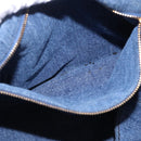 PRADA Canapa GM Hand Bag Denim Blue Gold Auth 197708-20