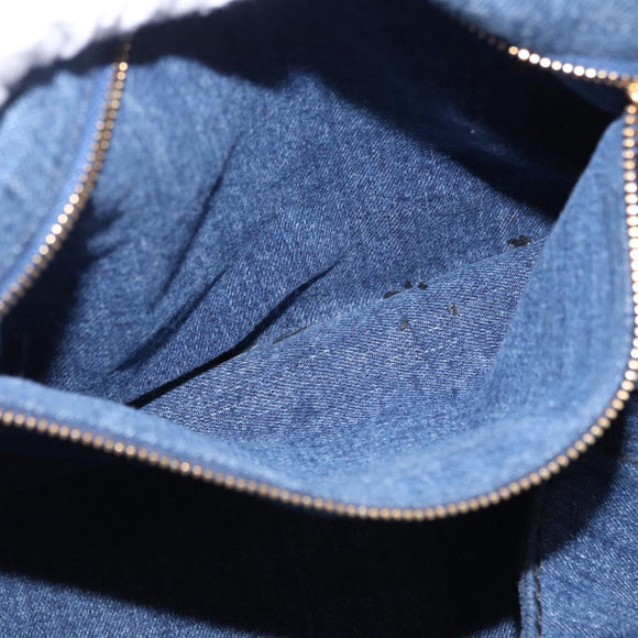 PRADA Canapa GM Hand Bag Denim Blue Gold Auth 197708