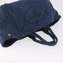PRADA Canapa GM Hand Bag Denim Blue Gold Auth 197708-6
