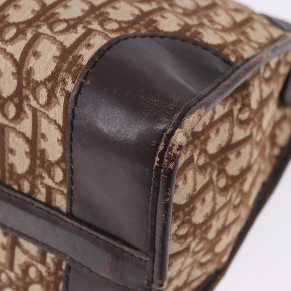 Christian Dior Trotter Canvas Boston Bag Beige Gold Auth 197709