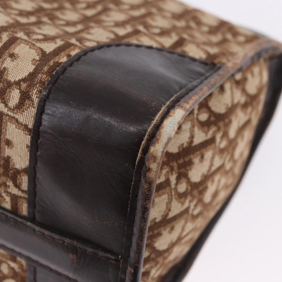 Christian Dior Trotter Canvas Boston Bag Beige Gold Auth 197709
