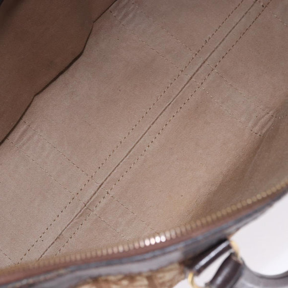 Christian Dior Trotter Canvas Boston Bag Beige Gold Auth 197709