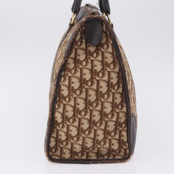 Christian Dior Trotter Canvas Boston Bag Beige Gold Auth 197709