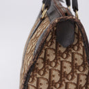 Christian Dior Trotter Canvas Boston Bag Beige Gold Auth 197709-4