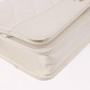 CHANEL Matelasse Chain Chain Shoulder Wallet Lamb Skin White CC Auth 197718V-9