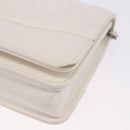 CHANEL Matelasse Chain Chain Shoulder Wallet Lamb Skin White CC Auth 197718V-14