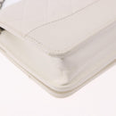 CHANEL Matelasse Chain Chain Shoulder Wallet Lamb Skin White CC Auth 197718V-15