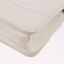 CHANEL Matelasse Chain Chain Shoulder Wallet Lamb Skin White CC Auth 197718V-16