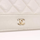 CHANEL Matelasse Chain Chain Shoulder Wallet Lamb Skin White CC Auth 197718V-17