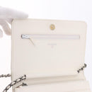 CHANEL Matelasse Chain Chain Shoulder Wallet Lamb Skin White CC Auth 197718V-18