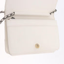 CHANEL Matelasse Chain Chain Shoulder Wallet Lamb Skin White CC Auth 197718V-19