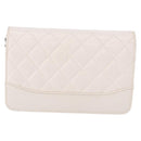 CHANEL Matelasse Chain Chain Shoulder Wallet Lamb Skin White CC Auth 197718V-2