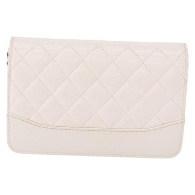 CHANEL Matelasse Chain Chain Shoulder Wallet Lamb Skin White CC Auth 197718V - 0
