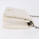CHANEL Matelasse Chain Chain Shoulder Wallet Lamb Skin White CC Auth 197718V-3