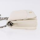 CHANEL Matelasse Chain Chain Shoulder Wallet Lamb Skin White CC Auth 197718V-5