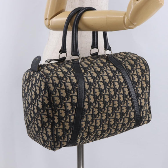 Christian Dior Trotter Canvas Hand Bag Navy Silver Auth 197719