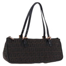 FENDI Zucchino Canvas Hand Bag Dark Brown Auth 197721A-1