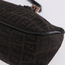 FENDI Zucchino Canvas Hand Bag Dark Brown Auth 197721A-15