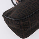 FENDI Zucchino Canvas Hand Bag Dark Brown Auth 197721A-16