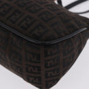 FENDI Zucchino Canvas Hand Bag Dark Brown Auth 197721A-17