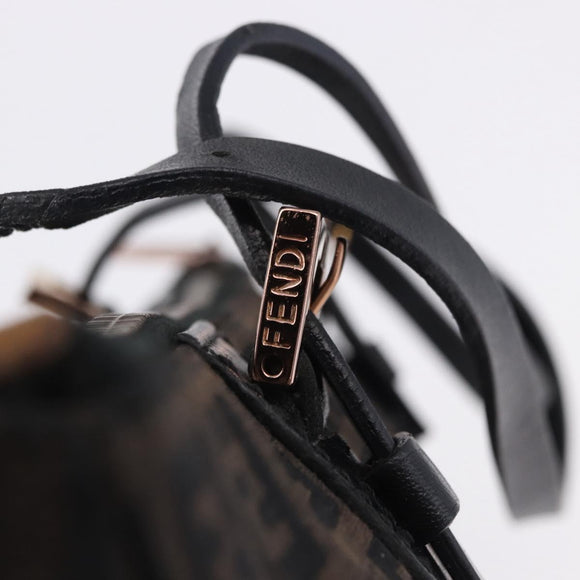 FENDI Zucchino Canvas Hand Bag Dark Brown Auth 197721A