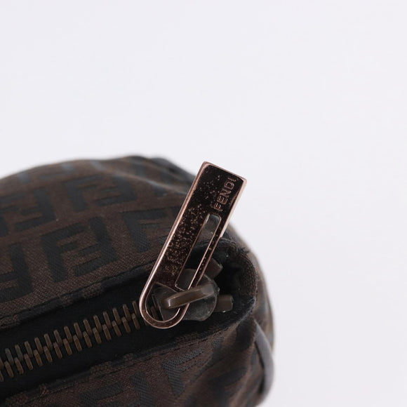 FENDI Zucchino Canvas Hand Bag Dark Brown Auth 197721A